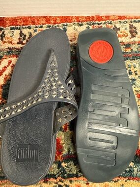 Fitflop Navy Blue Rhinestone Toe-Post Sandals